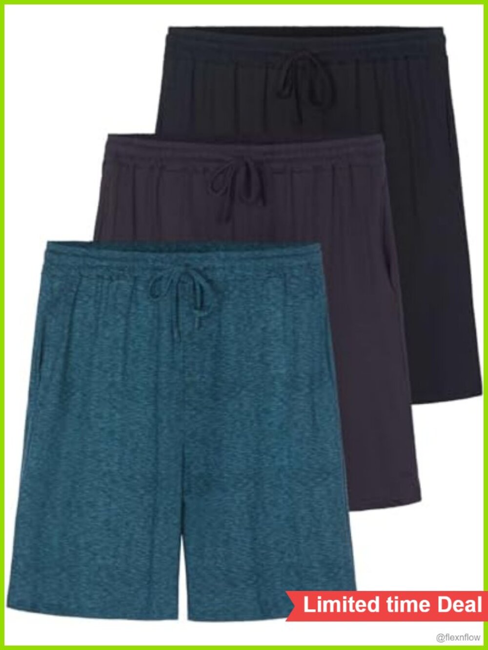 Men's Pajama Shorts 3 Pack Polyester Spandex Loungewear Sleep Bottoms